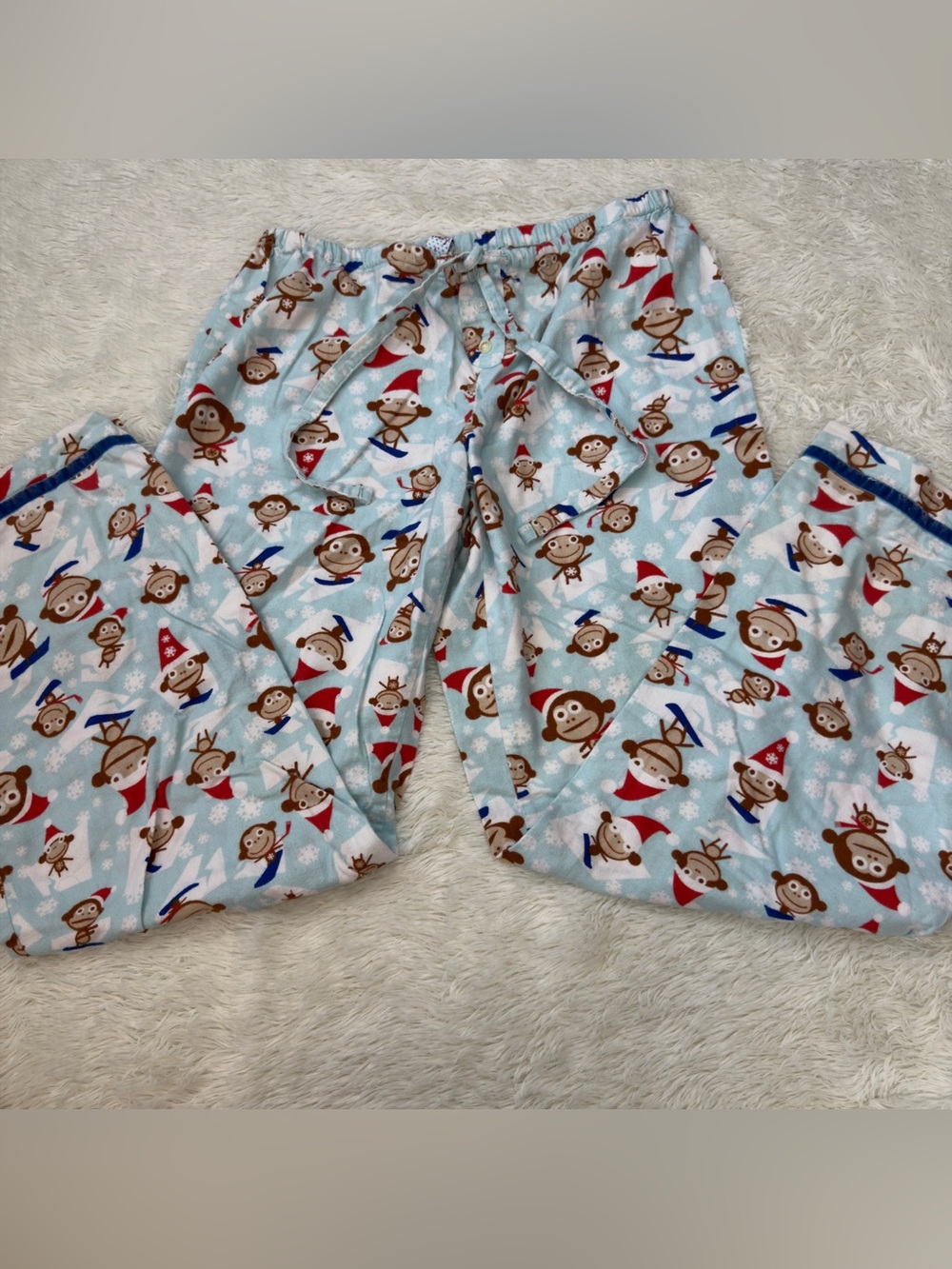 Old Navy Light Blue Monkey Holiday Pajama Pants